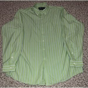 Men’s Ralph Lauren Green Stripe Button‎ Down Shirt Size XL